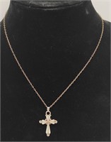 Sterling Cross w/Very Nice Color Opals