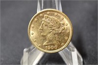 1900 Liberty $5 Gold Coin Excellent