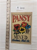Pansy Seed Sign Reproduction