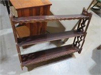 UNIQUE WOOD 3 TIERED WALL SHELF