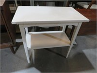 PAINTED WHITE WOOD 2 TIERED TABLE