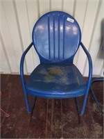Retro Blue Patio Metal Chair-Tulip back