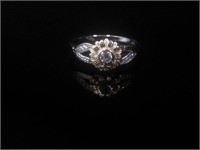 Two Tone Sterling Silver Sunflower Ring