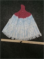Vtg handmade crocheted hand towel, 22" x 16"