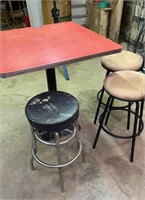 Bar stools and table 36” x 36”