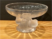 Lalique Nogent Bird Compote Footed Bowl Frosted