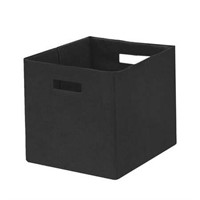 12.75 Fabric Cube Storage Bin  Rich Black