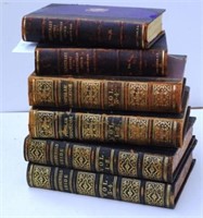 Six Victorian leather spine books