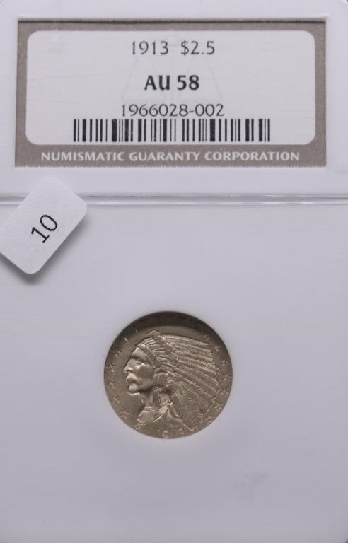 1913 NGC AU 58 QUARTER EAGLE