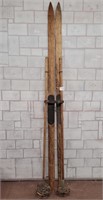 Antique wood skis and poles