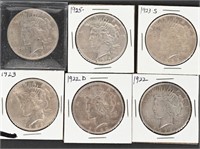 6- PEACE SILVER DOLLARS