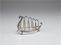 English silver figural swan form toast rack