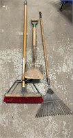 Rake , shovel and broom