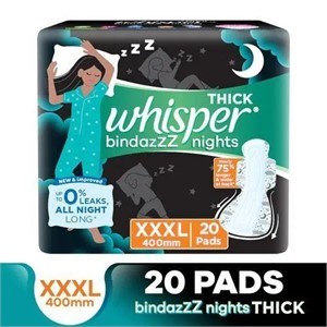 XXXL 20 Pcs Whisper Bindazzz Nights Sanitary Pads