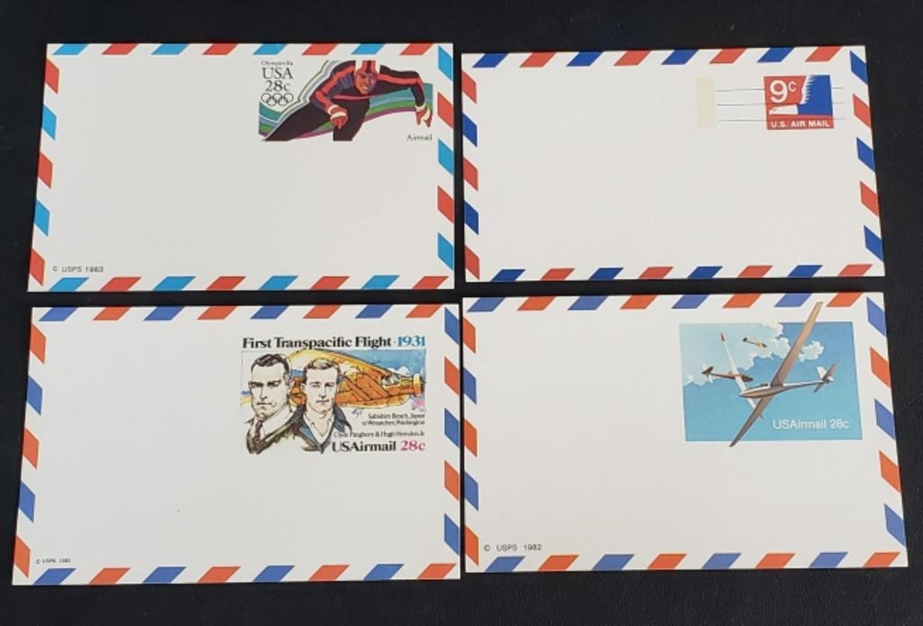 4 U.S. Airmail Postcards