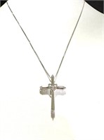 Sterling Silver Diamond Cross Necklace