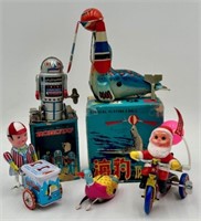 Collection of Vintage Windup Tin Toys