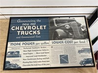 Vintage framed Chevrolet magazine