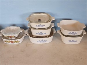 CORNNING WARE DISHES-SOME W/LIDS
