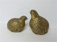 Pair of Vintage Brass Partridge / Quail