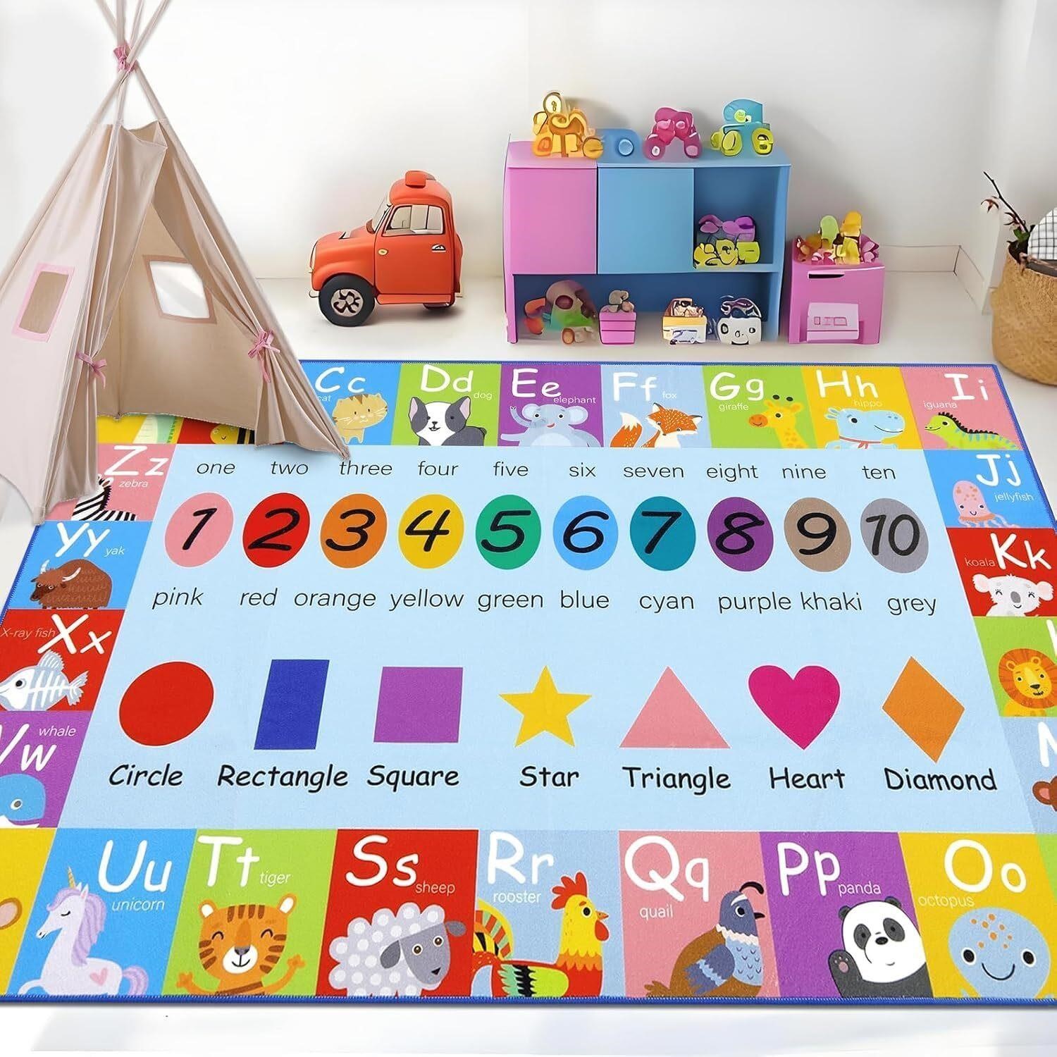 HEBE Kids Play Rug 3'4x5' ABC Alphabet Numbers