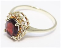 Ruby & Diamond 10k Gold Ring (Size 8)  2.5 Grams