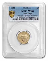 2022 1/10 Oz American Gold Eagle Ms69 Pcgs Error