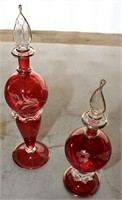 Hand Blown Glass Perfume Bottles - Red (2)