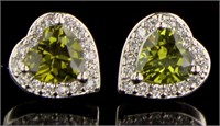 Brilliant Peridot & White Topaz Heart Stud Earring