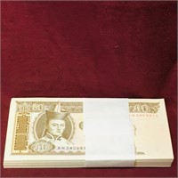 2008 Stack Of Mongolia 50 Togrog Banknote Bills