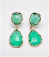 Dabakarov 14K Gold Earrings - Green Onyx, Diamonds