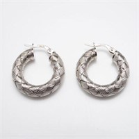 Pair of Earrings - 18K White Gold Italy.