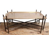 Hollywood Regency Bamboo & Brass Tray Top Table