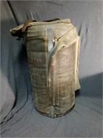 Antique army green military-style cylinder bag.