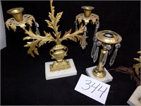 BRASS & MARBLE CANDLE HOLDERS
