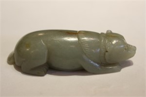 Chinese Hetian Jade Carved Bear