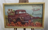 Framed battery operated painting.  Truck
