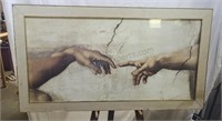 Framed art print of hands of the Sistine Chapel.