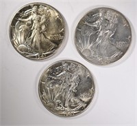 3-1941 WALKING LIBERTY HALF DOLLARS, CH BU