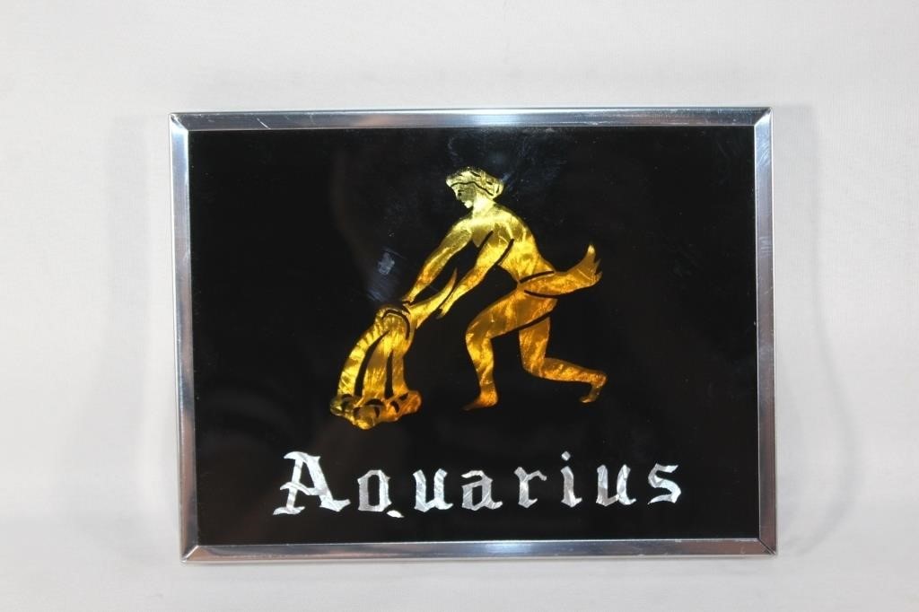 Small Aquarius Black and Gold Wall Hanger