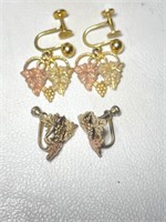 2 Sets of 10K Black Hills Gold Earrings