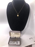 FN 14k necklace and unmarked earrings