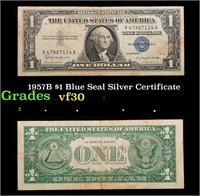 1957B $1 Blue Seal Silver Certificate Grades vf++