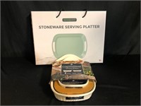Stoneware Serving Platter & Corning Ware Bakers