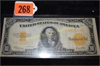 US SERIES 1922 $10 GOLD CERTIFICATE SIGNED
