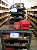 10 SHELF HARDWARE BIN & 9' WOOD SHELF