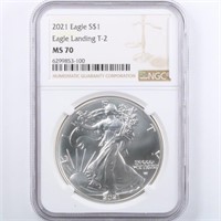 2021 T2 Silver Eagle NGC MS70