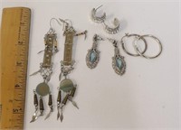 Vintage Pierced Earring Lot - Artisan, Sterling CZ