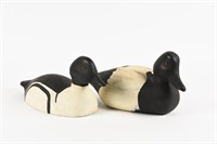 GROUPING OF 2 WOODEN LOON DECOYS