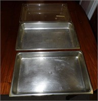 2 Stainless & 1 Plastic Chafing Trays